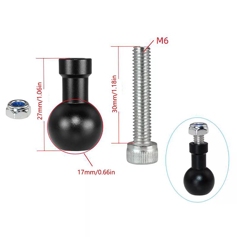 17mm Ball Head To M6 Screw Bracket Connector Motorcycle Sport Camera Mount Connector Motorcycle For Camera