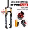 NANLIO X7 PRO Повітряна амортизаційна вилка для МТБ 26 27.5 29 дюймів Хід 120 140 мм Регулювання відскоку Металеві втулки Чорно-золота Велосипедна вилка
