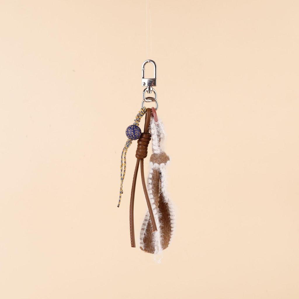 Vintage Miu Styl Přírodní Dřevěný Korálek Pletený Klíčenka Taška Přívěsek & Auto Přívěsek