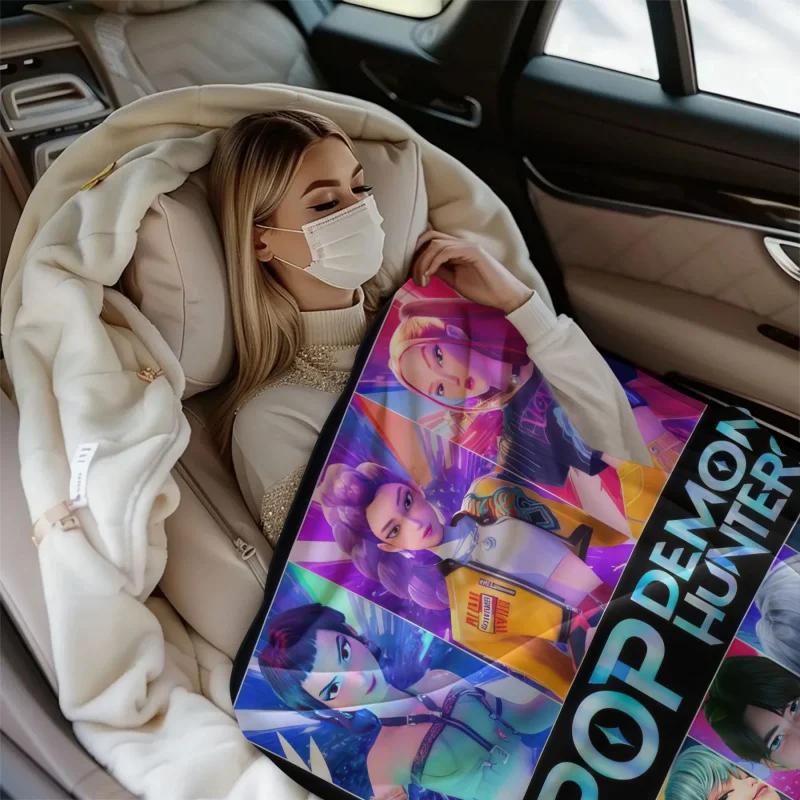 1Pc Flannel Blanket K-Pop De Mon Hunters Hun-Trix Blanket Quality Soft Warm Throw Blanket Winter Kids Couch Bed Fluffy Bedspread