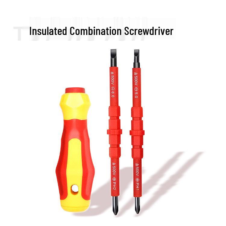 Insulated 3-in-1 Industrial Grade Screwdriver Set: Phillips & Slotted Electrician Tool.