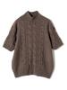 Ships WRAPINKNOT Special Order High Neck Short Sleeve Cable Knit 316450004 Brown One Size Women's