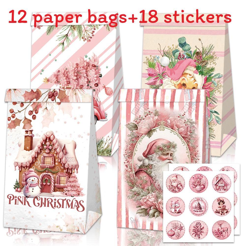 

Santa Cartoon Christmas Snack Packaging Bags With Decorative Stickers For Events StyleE