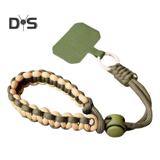 

Ремешок для телефона, плетеный вручную, регулируемый, подвесной ремешок на запястье, универсальный чехол для улицы, шнурок через плечо, цепочка с защитой от потери, подвеска на запястье зелёный