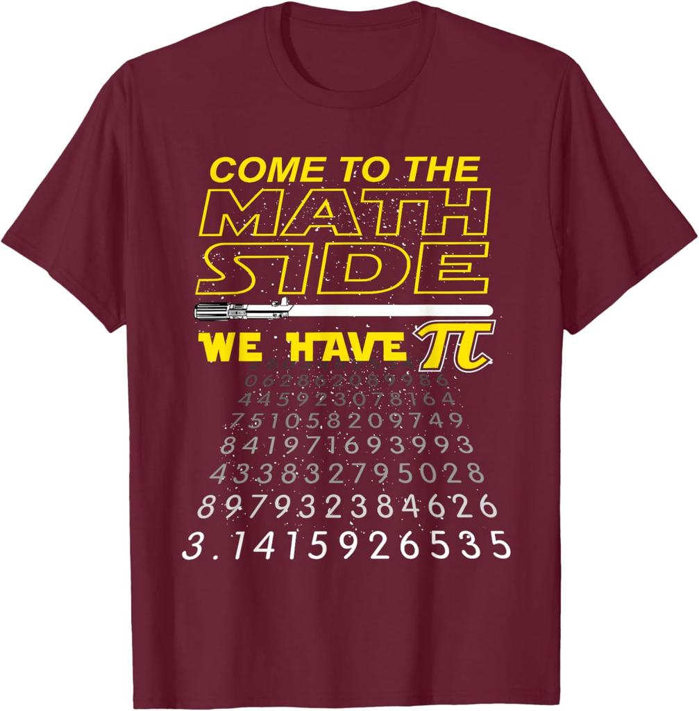 Come to The Math Side We Have Pi Math TShirt Graphic TShirt Mens Casual Crewneck Tee