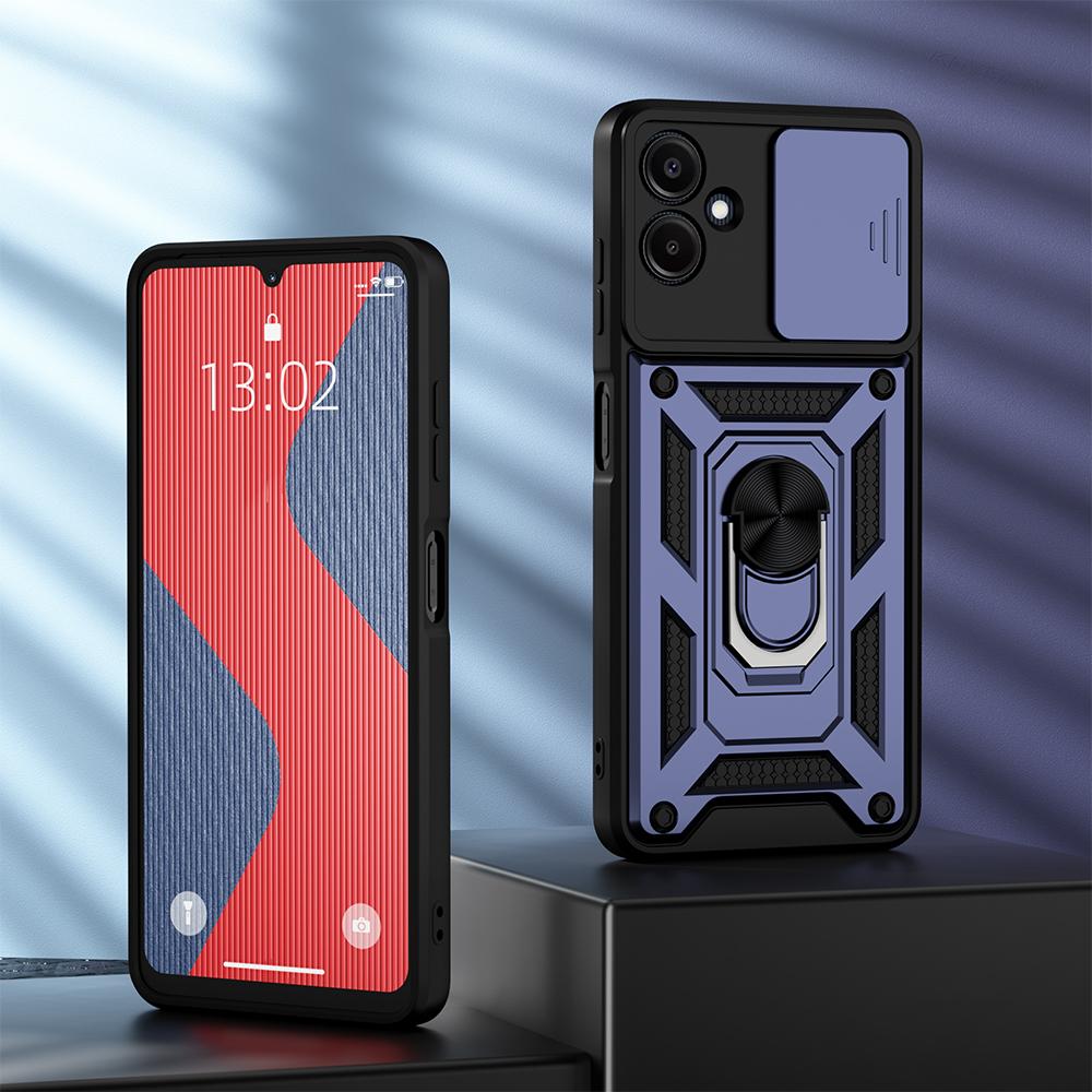 

Противоударный чехол KEYSION для Samsung A06 A05 A04 из силикона и поликарбоната, защитное кольцо для объектива камеры, подставка для телефона, чехол для Galaxy A06 for Samsung A06 синий