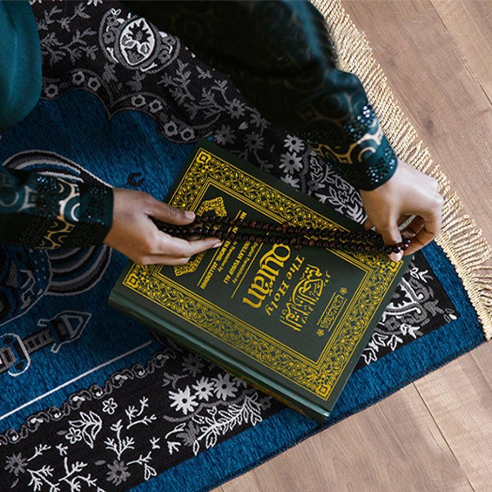 Soft Printed Floor Mat with Tassels Islamic Prayer Rug EID Mubarak Decor Muslim Prayer Rug Travel