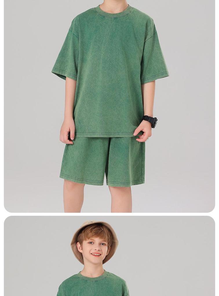 Pure Cotton Retro Short Sleeve Round Neck Loose T-Shirt for Children & Toddlers - Trendy Spring/Summer Kids' Clothing