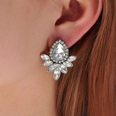 Orecchini pendenti con strass a motivo alla moda, versatili orecchini geometrici a diamante con temperamento a occhio di cavallo per donna