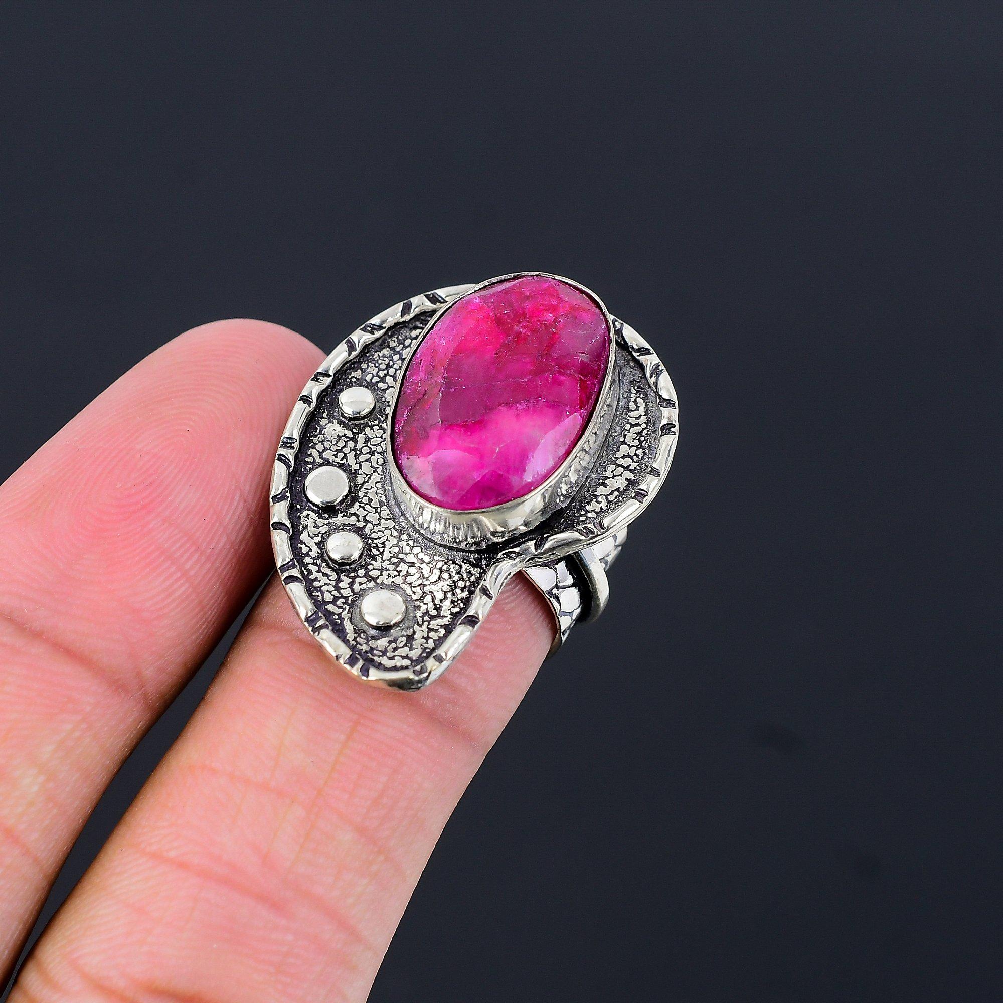 Natural Kashmir Ruby Daughter Statement Ring Jewelry 925 Sterling Silver US 6.5 6.5