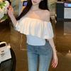 South East Asia New Pure Desire One-word Shoulder Ruffle Top Women's Summer Off-the-shoulder Tube Top Waist Short Sleeve