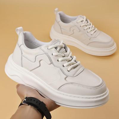 Trendy Brand Autumn New Board Shoes Men's Leather Platform Leisure Sports White Shoes Men's Shoes Men's Advanced Sense Ruffian Handsome