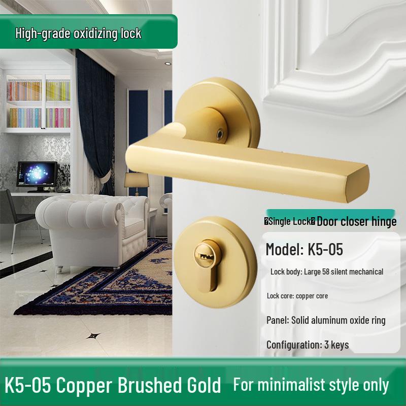 Univerzální magnetický černý vnitřní zámek kliky dveří pro dřevěné dveře ložnice