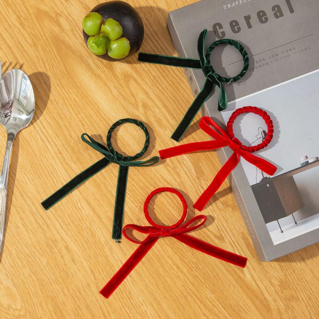6 Stück Rot&Grün Schleife Weihnachts-Serviettenringe Schicke Samt-Schleife für Weihnachtsessen-Partys Feiertags-Hochzeit Zuhause Serviettenhalter