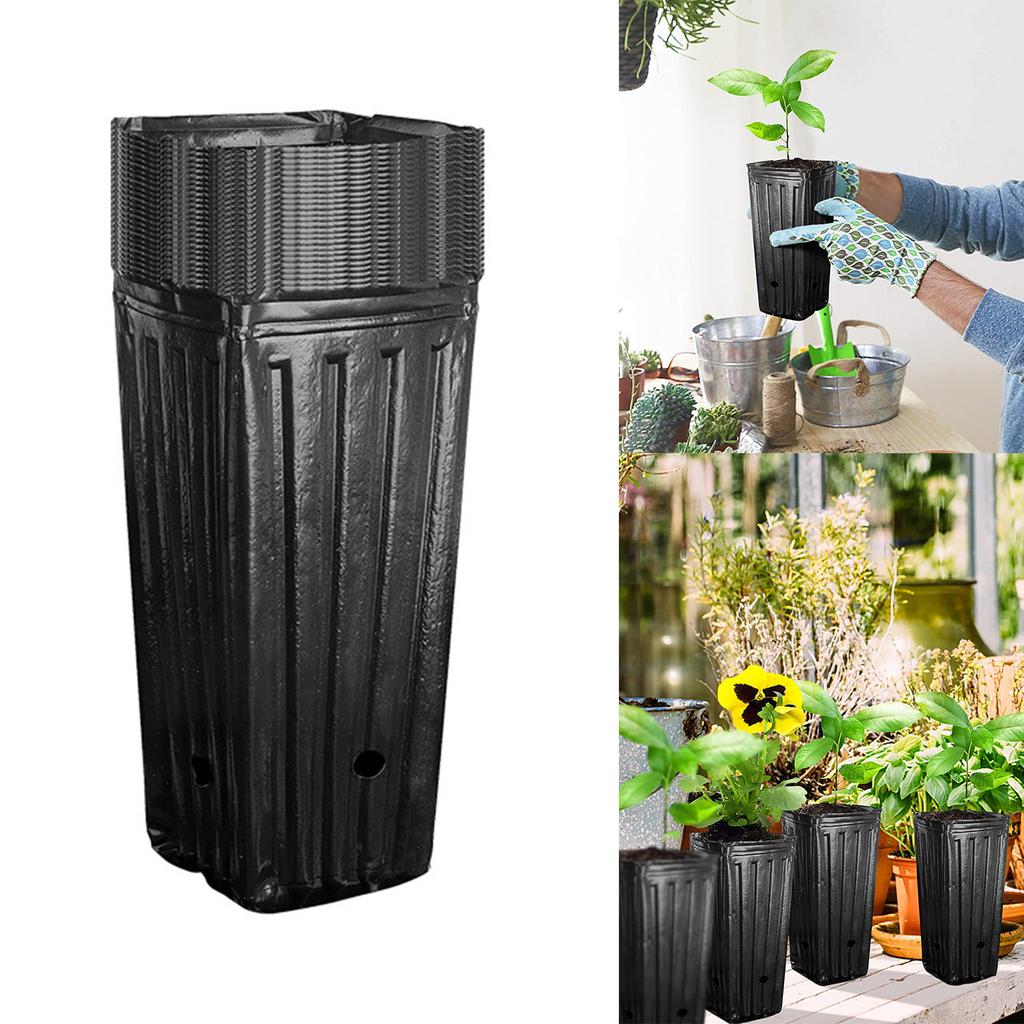 20 Stück Hohe Quadratische Anzuchtbecher Kunststoff Tiefe Anzuchttöpfe Atmungsaktives Design für Gartenbaum Umpflanzen