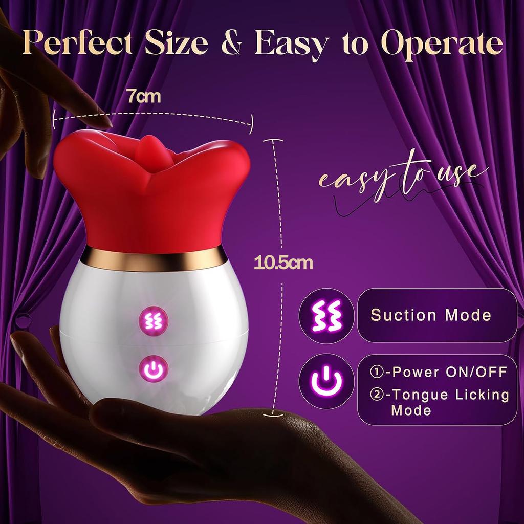 Rose-Vibrator Adult Sex Toys for Women Mouth Sucking Vibrators Tongue Licking Sucking Anal Clit Nipple Vibration Female Couples