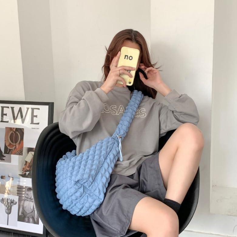 Geantă de umăr Petit Choux Geantă popcorn Încrețită Pokopoko Capacitate mare Ușoară Navetă la școală Coreea [PETITCHOU] Femei