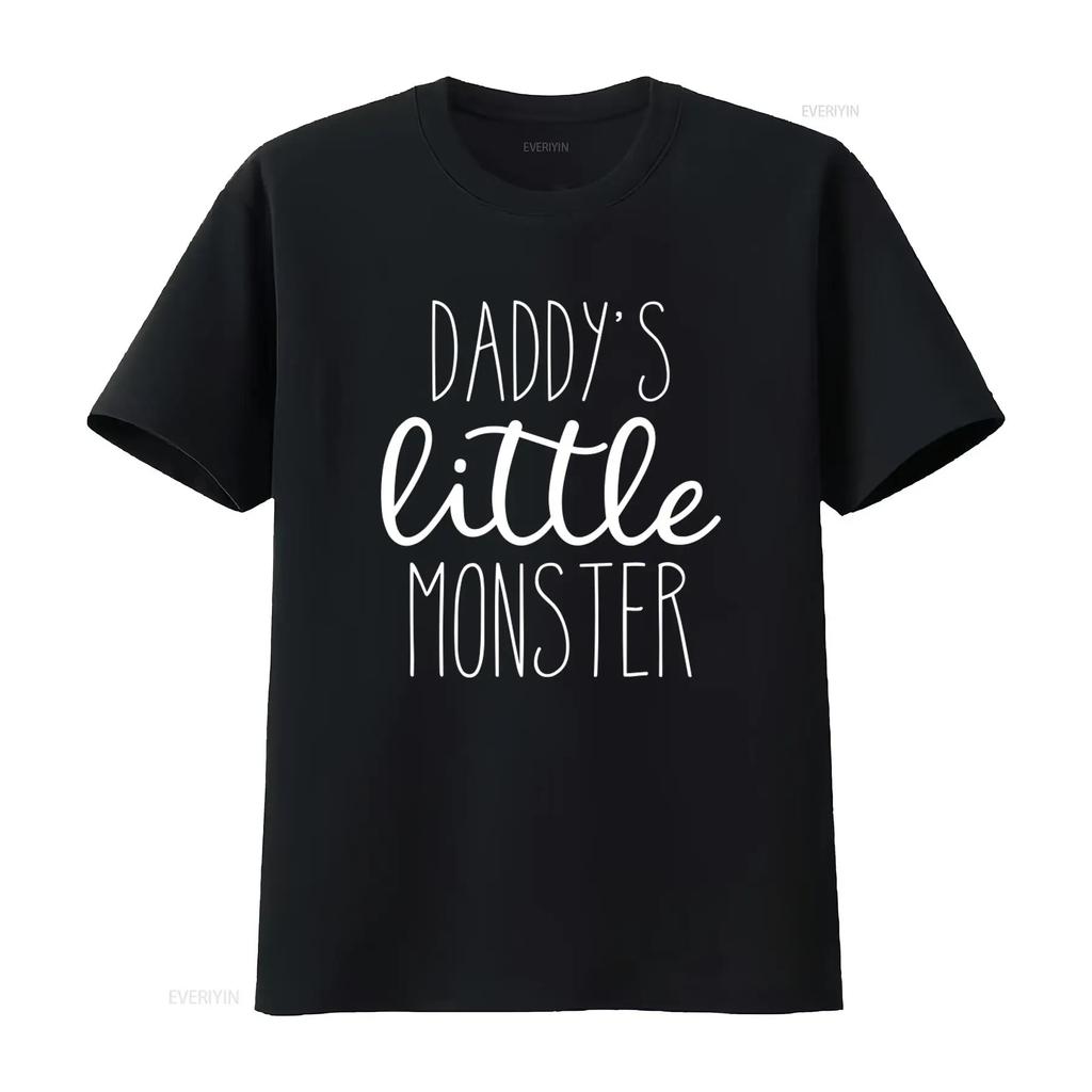 Daddys Little Monster Boys Girls Childrens Kids Cotton T Shirt Print Casual Wear vintage Washed Comfortable Versatile