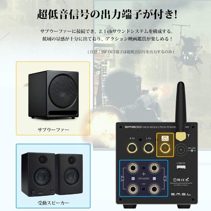 SMSL SA300 Bluetooth Amplifier - 80W X 2 - with Remote