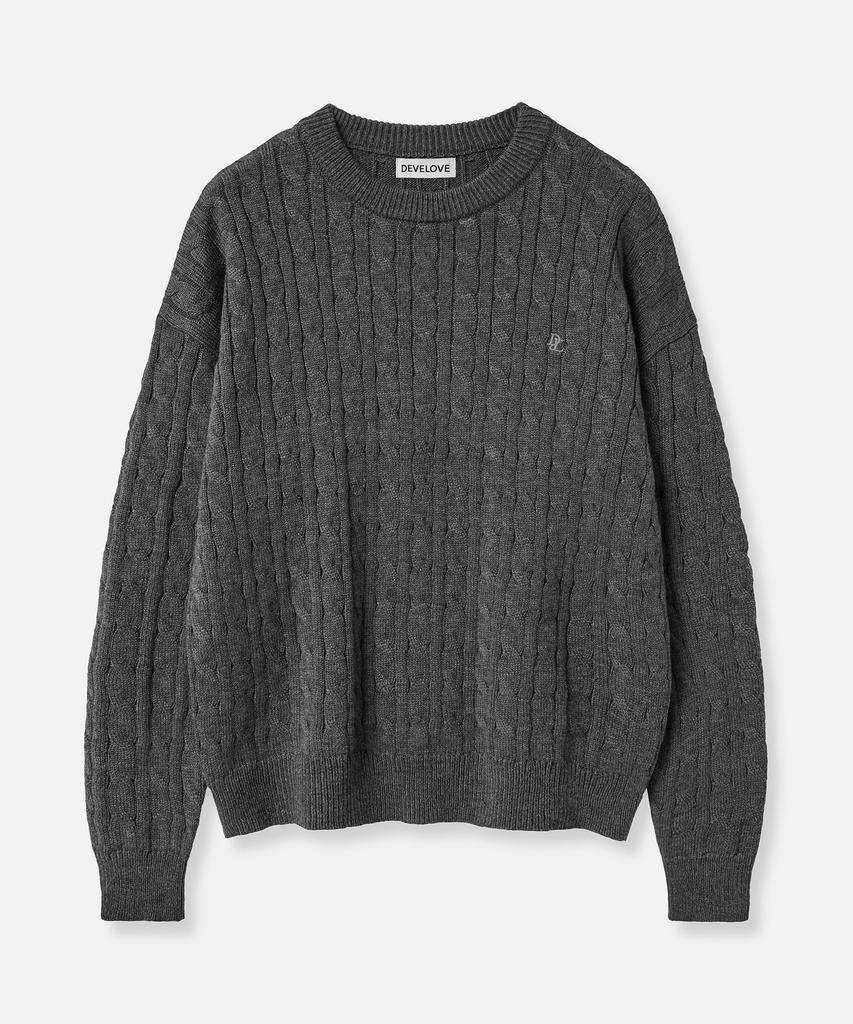 Dibellobeu Soft Round Overfit Cable Knit_Charcoal