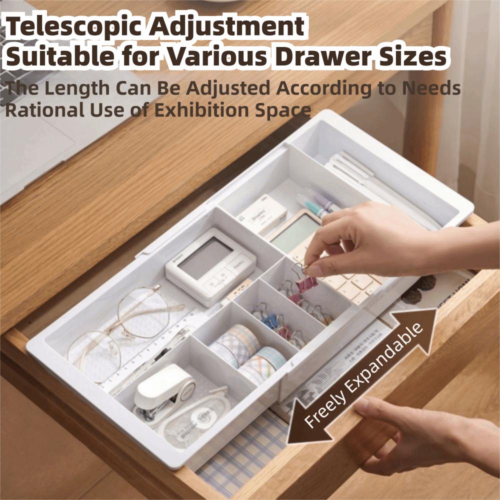 Adjustable Telescopic Drawer Storage Container Plastic Retractable Telescopic Box  Desktop Storage