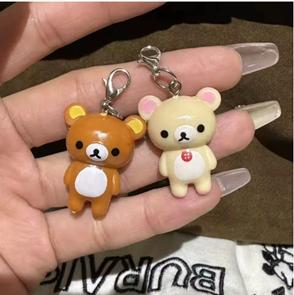Kawaii Rilakkuma Easy Bear Keychains Lazybear Doll Bag Clothing Puller Phone Rope Keyrings Accessories Pendants Couple Gifts