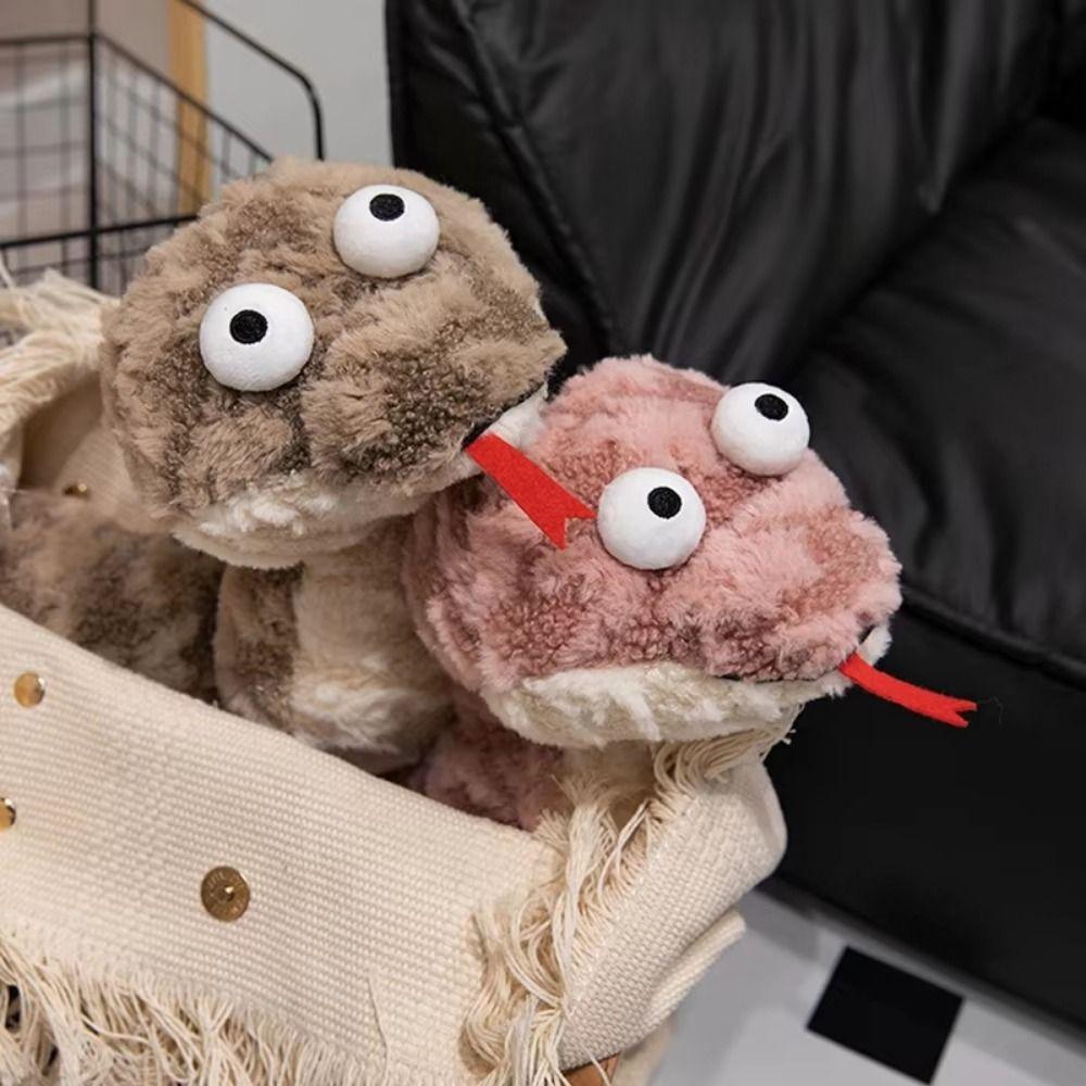 Fluffy Cartoon Stuffed Animal 45-70cm Snake Appease Doll Big Eyes Snake Plush Toys  Home Decor