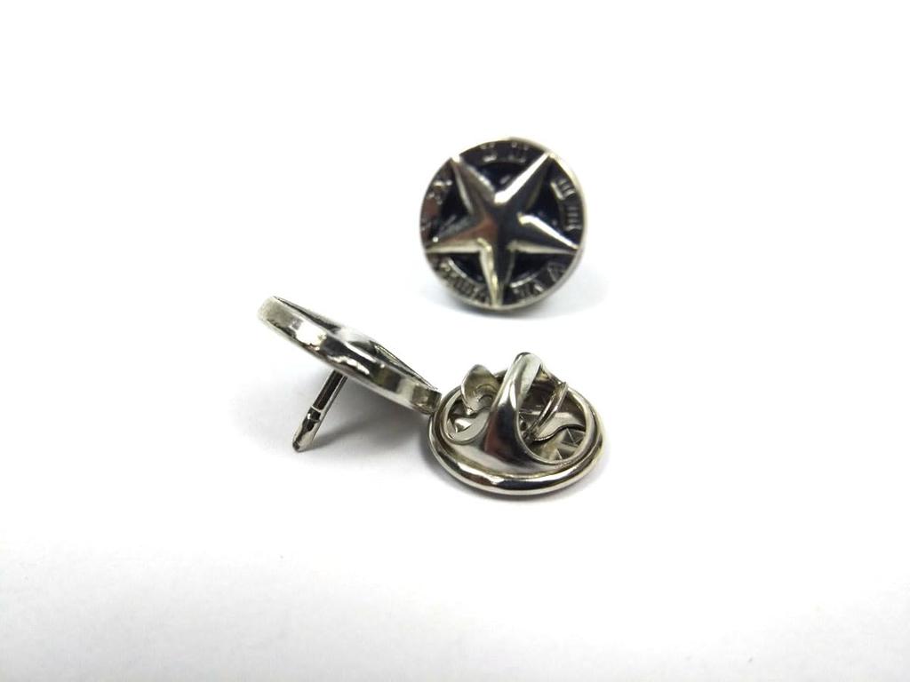 [F NODE] Silver Star-Shaped Pin Badge with Roman Numerals, Set of 2, 1.2cm, Alloy