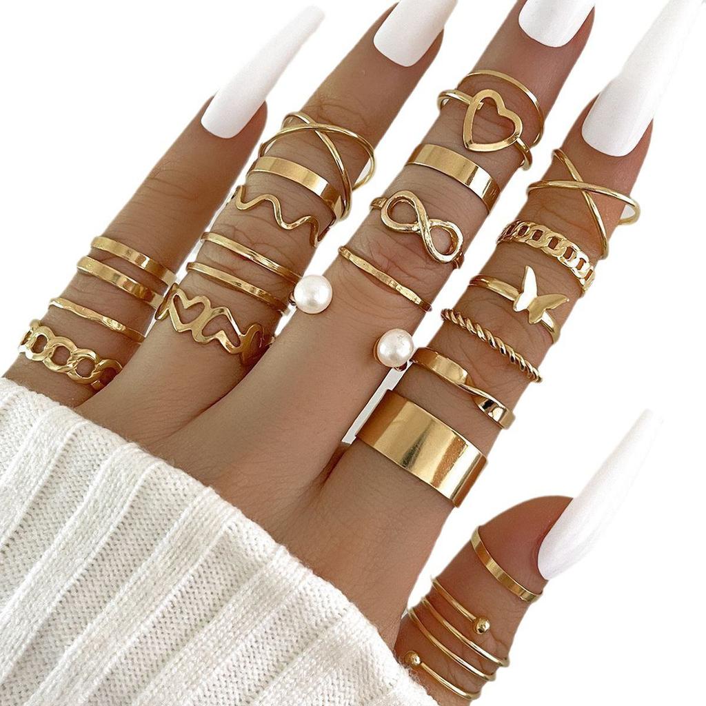 Cheap Butterfly Heart Open Multi-joint Ring Set - 22 Pieces Female ...