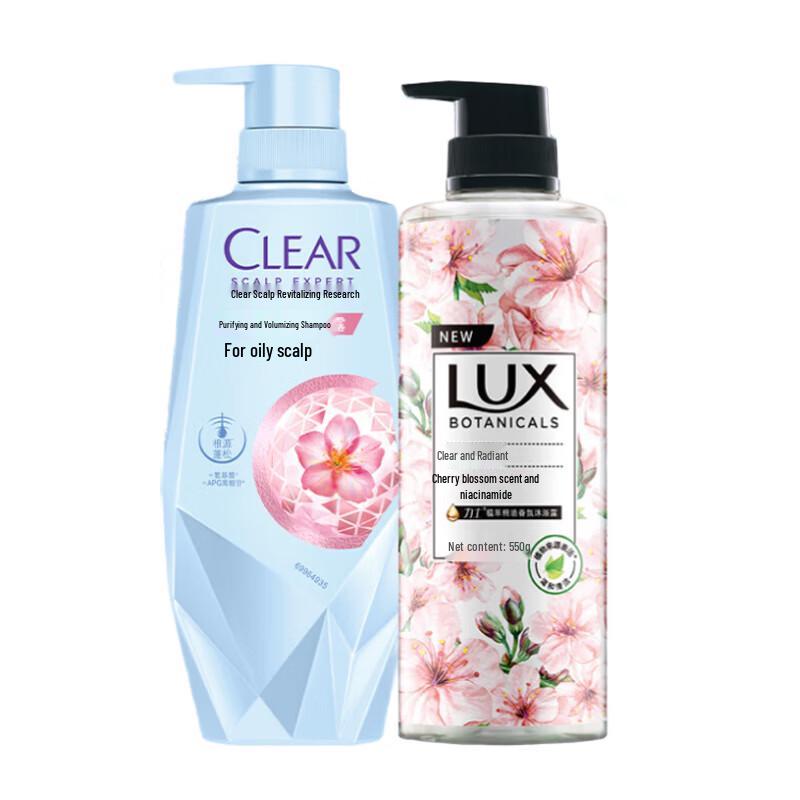 Clear Purifying Shampoo & Lux Cherry Blossom Shower Gel Bundle