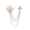 Strass-Krone Quaste Brosche Kreuz Anzug Kragen Pin Temperament Herren Brosche Männlicher Charme
