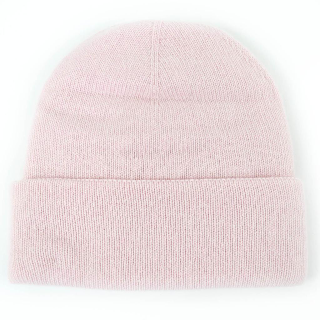 Pristine CHANEL Knit cap COCO Mark Heart Rhinestone pink cashmere Women Used