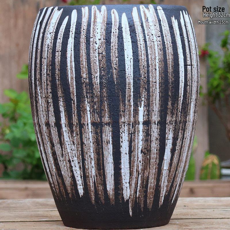 Large Vintage Ceramic Flower Pot for Indoor/Outdoor Plants - Breathable Tall Wide-Mouth Design for Bougainvillea & Succulents