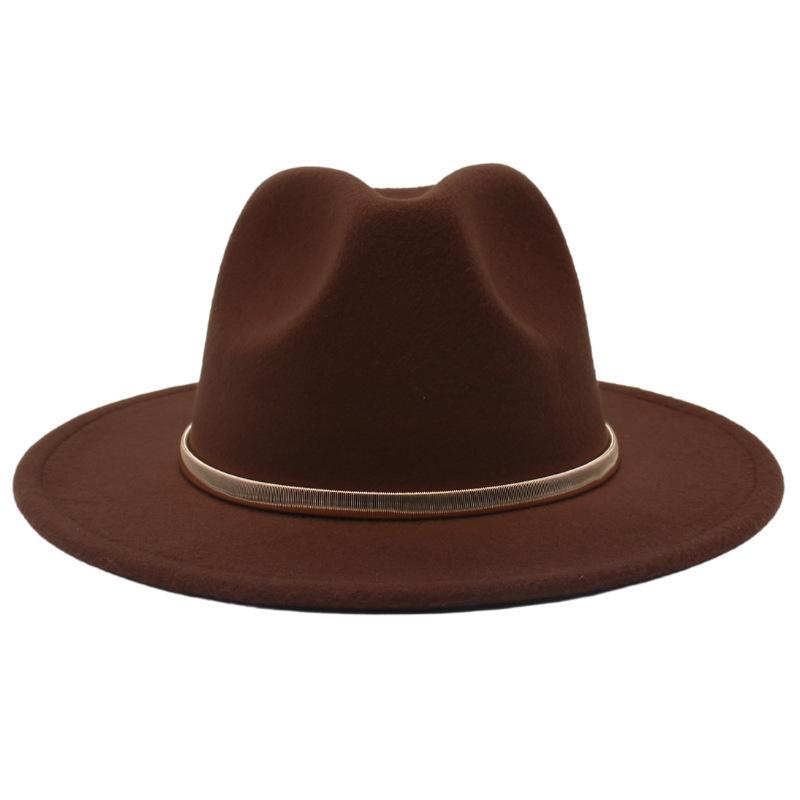 European And American Cashmere Top Hat Gold Ring Accessories Fashion Jazz Hat Four Seasons Popular Felt Hat Gentleman Lady Big Edge Hat (