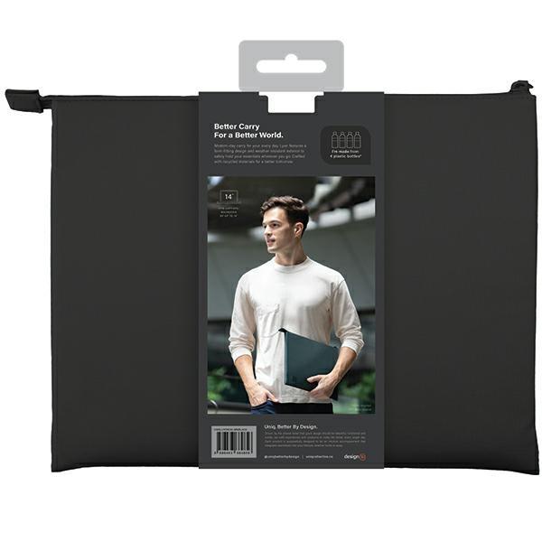 Uniq Etui Lyon Laptop Sleeve 16Czarny/Midnight Black Waterproof Rpet