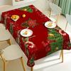 1pc Extra Large Tablecloth - Christmas Table Cover with Red, Green, Golden Holiday Design - Easy-Clean Polyester Fabric for Dining Table, Party Decor,