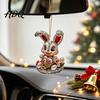 Decorative Rabbit for Home Window Easter Bunny Acrylic Pendant Cute with Basket 2D Car Creative Basket Accessory Rearview Mirror Hanging Ornament,