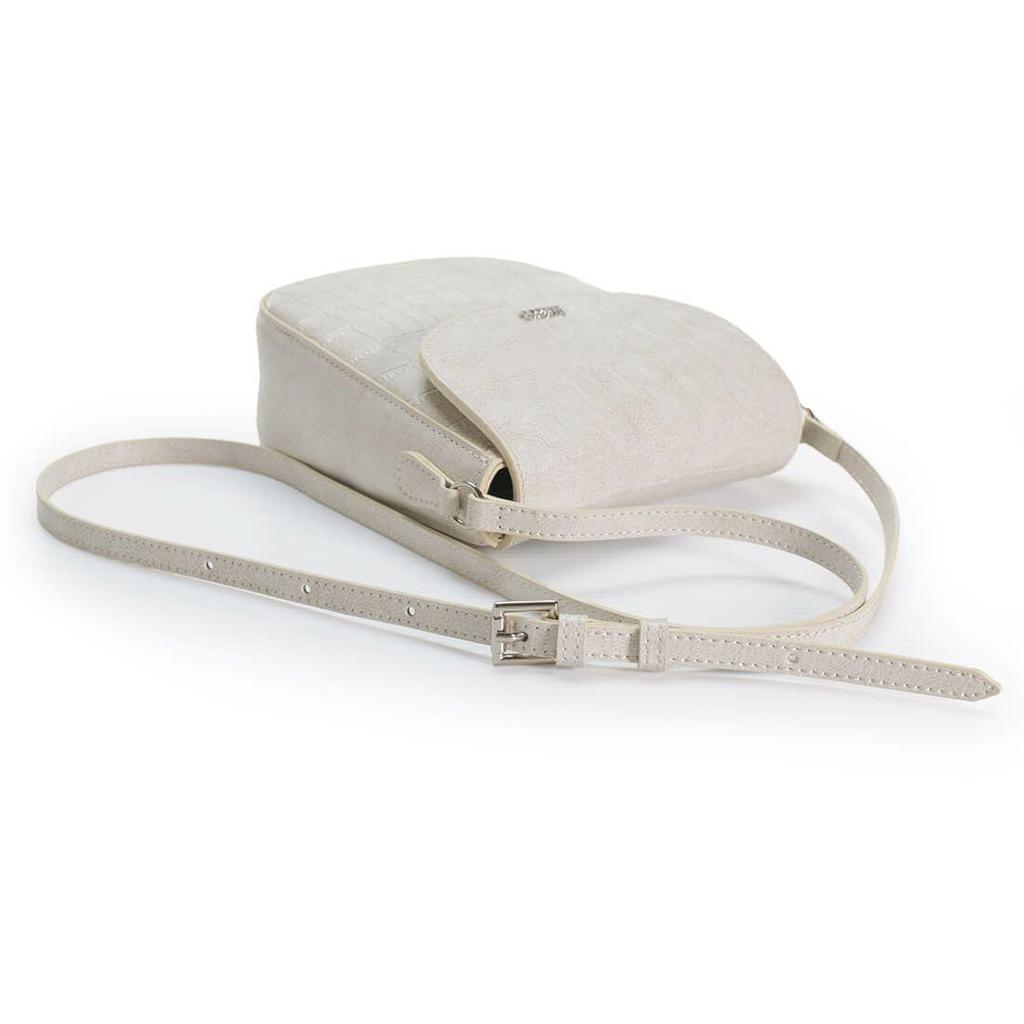 Barcos Crocodile-Embossed Leather Pochette Shoulder Bag for Women, Smartphone Pouch, Minimalist Design, Pink