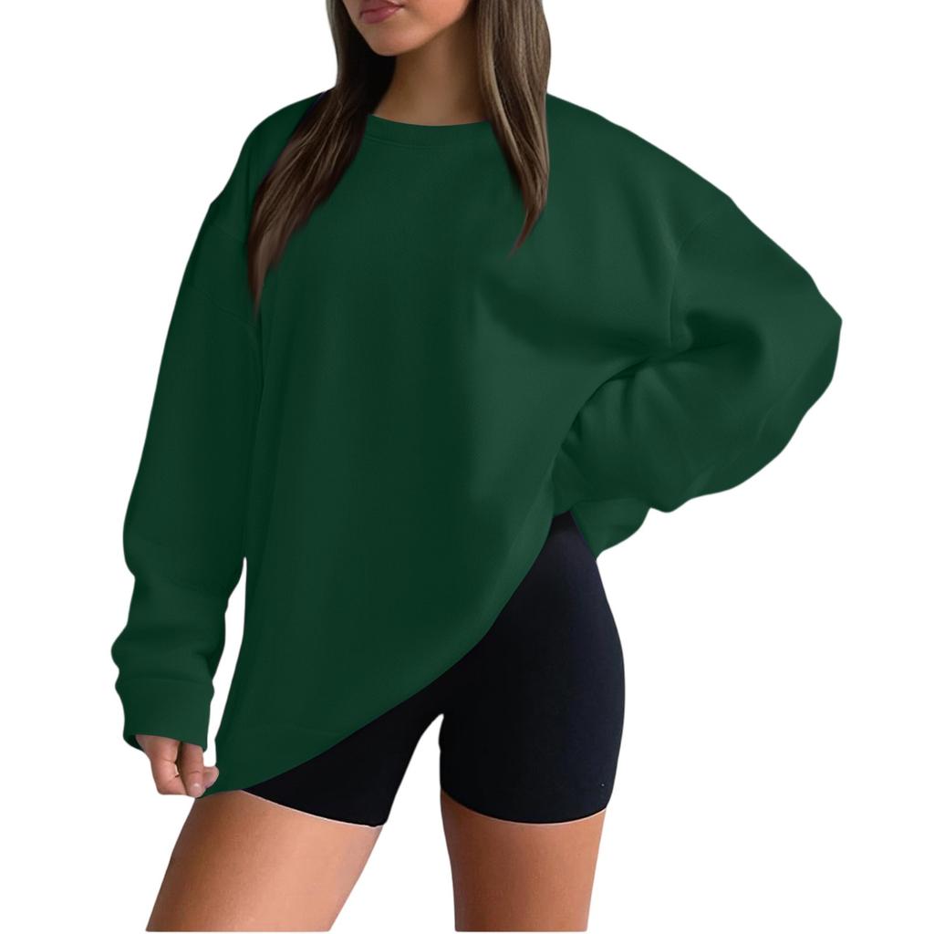 Women's Casual Fashion Loose Sports Round Neck Pullover Long Sleeve Sweatshirt