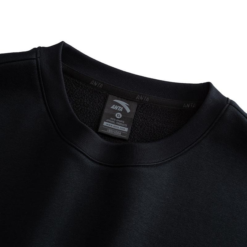 Anta Autumn Fleece Crewneck Sweatshirt Men tops Black 952548708-3