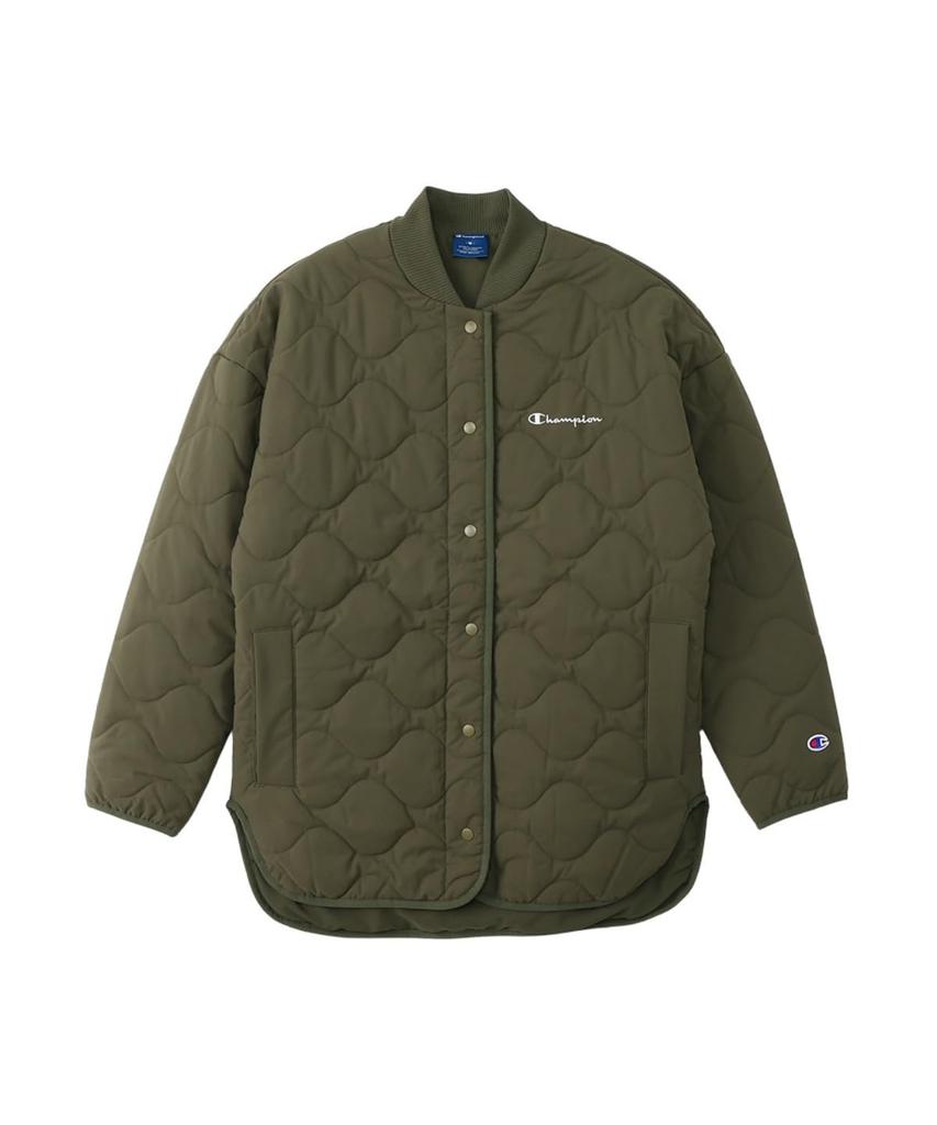 Outerwear Long Sleeve Stretch Thermal Water Repellent Windproof Script Logo Jacket Sports Grayish Green L [Champion] Women's CW-YS605