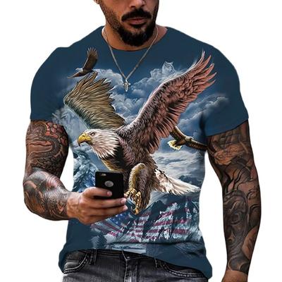 New Men T Shirt Animal Print 3D Eagle Print T-shirt Summer Casual Short Sleeve Retro Harajuku Oversized Clothing Tops