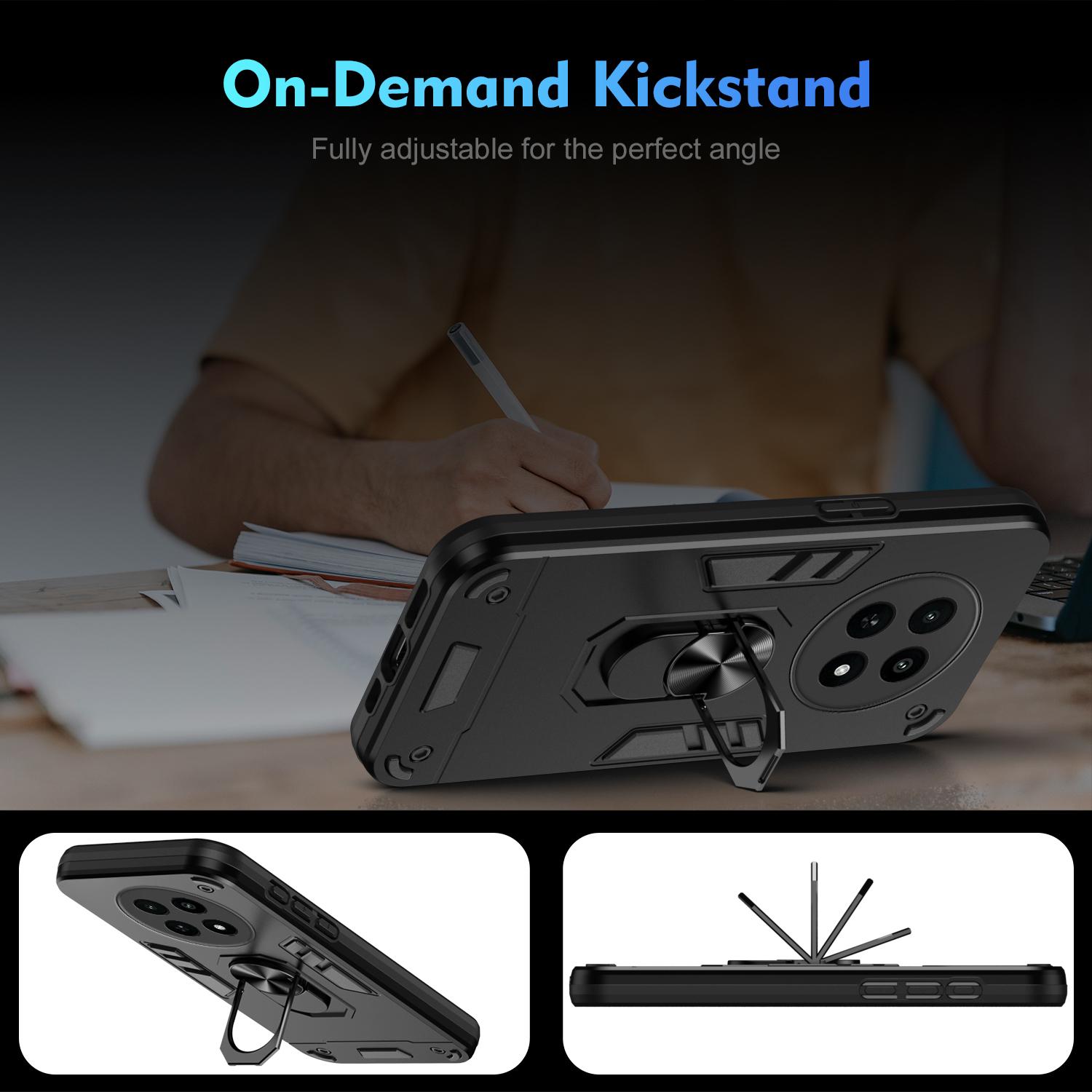 

For Realme 12x 5G Case PC+TPU Kickstand Magnetic Car Mount Phone Cover Black