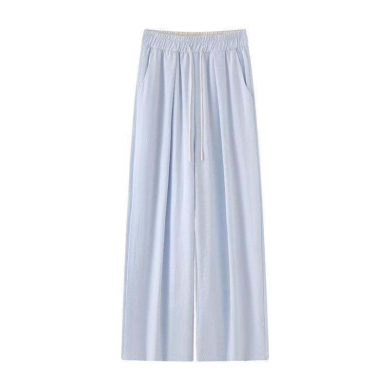 Women's Autumn 2025 High-Waist Wide-Leg Pants - White, Draped, Loose-Fit, Lightweight Yamamoto Style