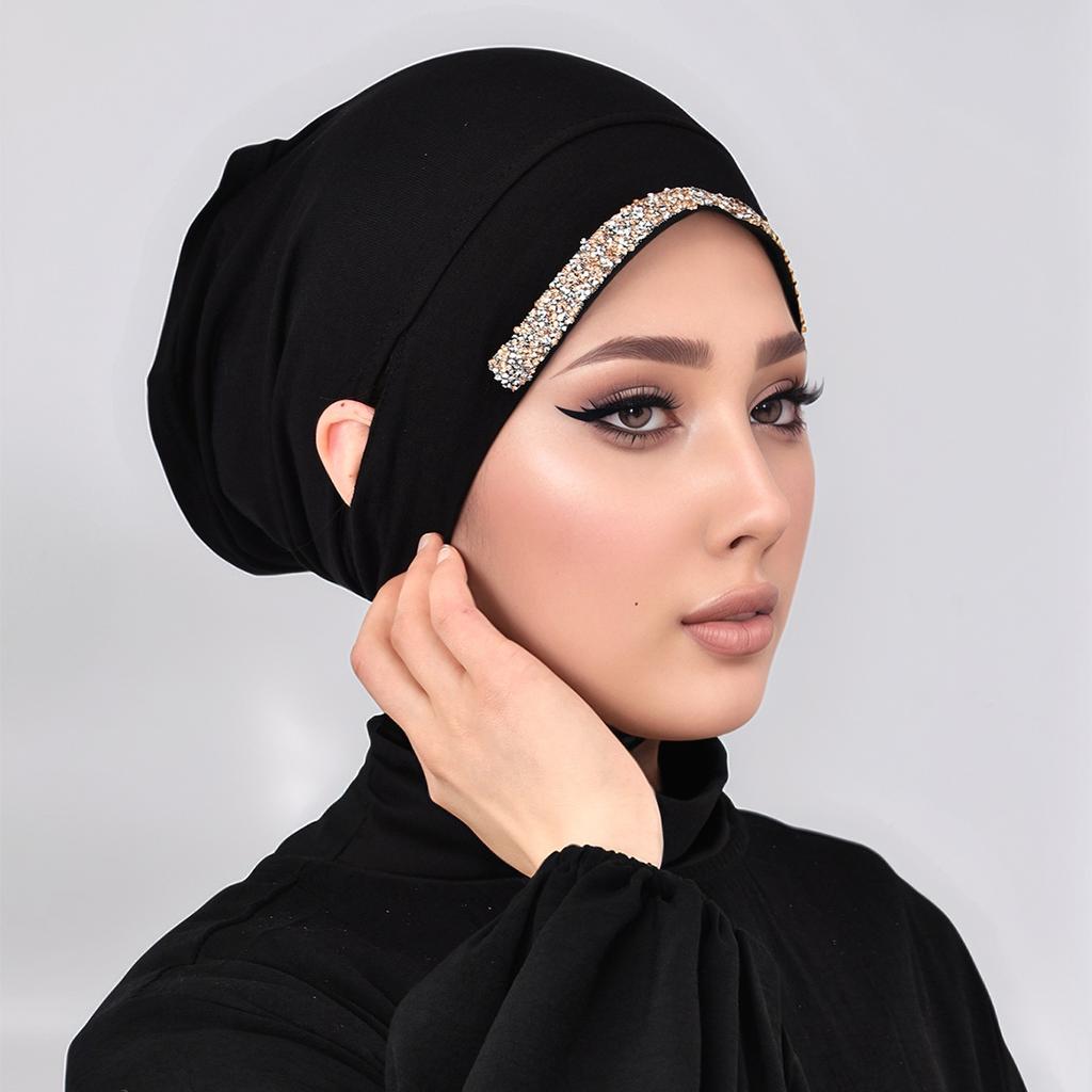 New Design Leaking Ears Caps Women Inner Hijab Muslim Turban Soft Premium Jersey Hijab Open Caps Solid Color Base Tube Caps
