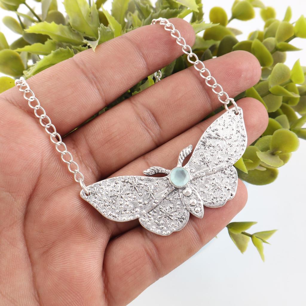 Aqua Chalcedon Handgefertigter Edelsteinschmuck, 925 Sterling Silber Anhänger Unikat Design Schmuck, Für Frauen