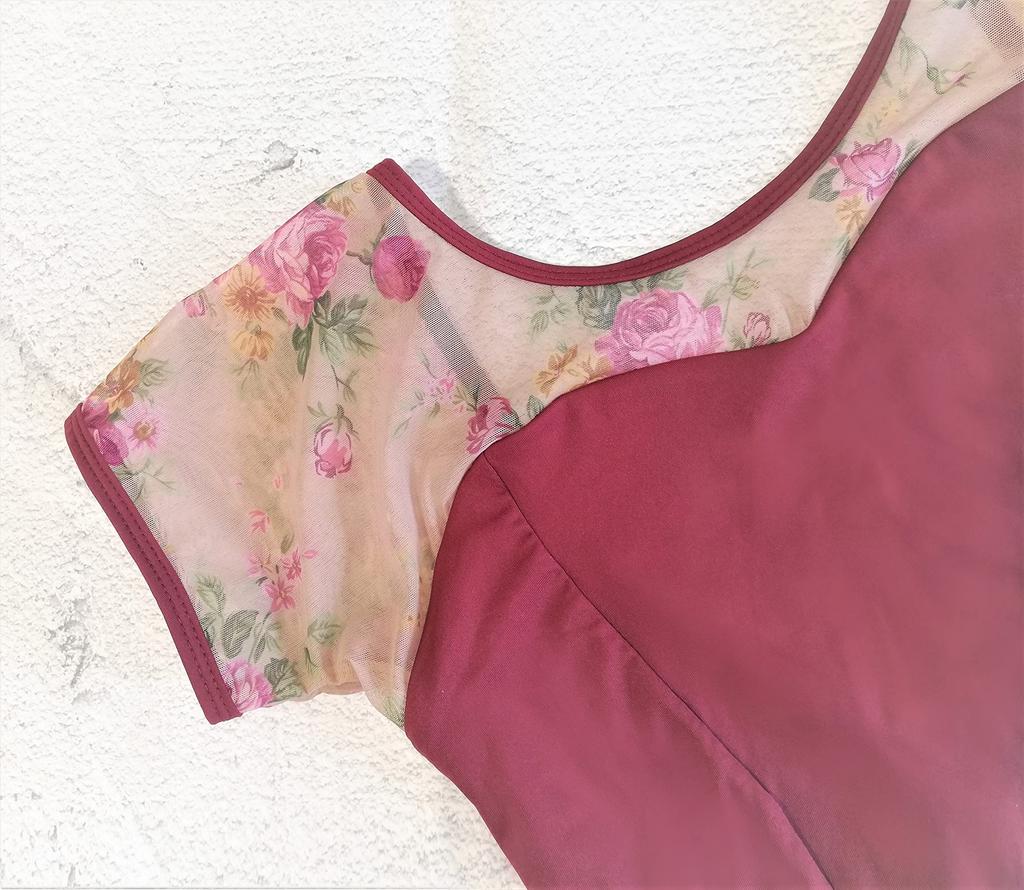 ProDance Wine Red Old Rose Black Navy Floral Half Cup