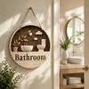 Ornament Bathroom Sign Plate 2D Flat Circle Decorative Plaque  Group Living Area