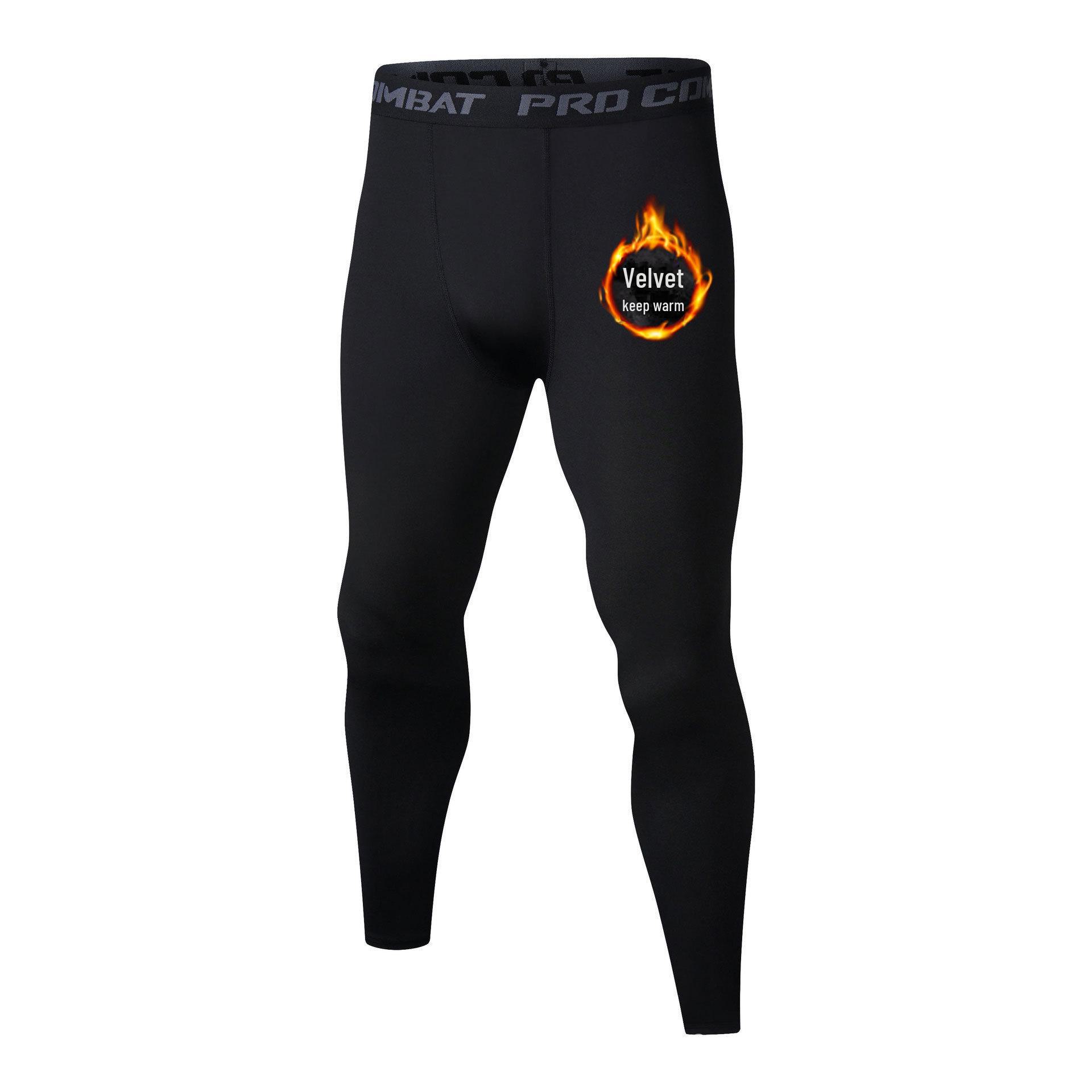 

Мужские термолегкие эластичные тренировочные леггинсы с длинным рукавом для осени/зимы — бег, баскетбол, фитнес на открытом воздухе. leggings S чёрный