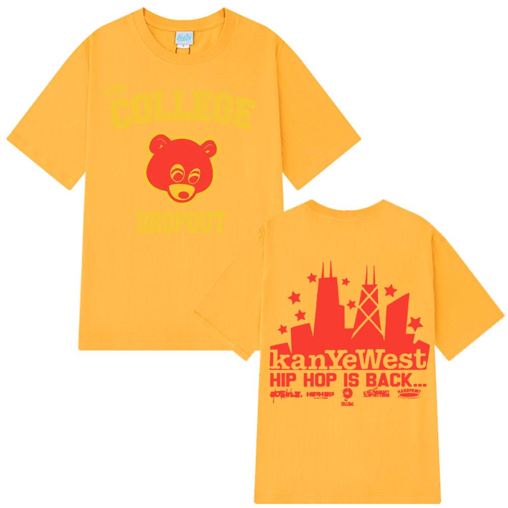 Kanye West College Dropout T Shirt Men Music Album Harajuku Print Man Short Sleeve T-shirts Casual Hip Hop Streetwear T-shirt